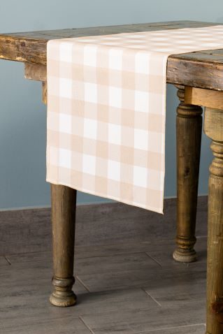 Specialty Buffalo Check Taupe table runner